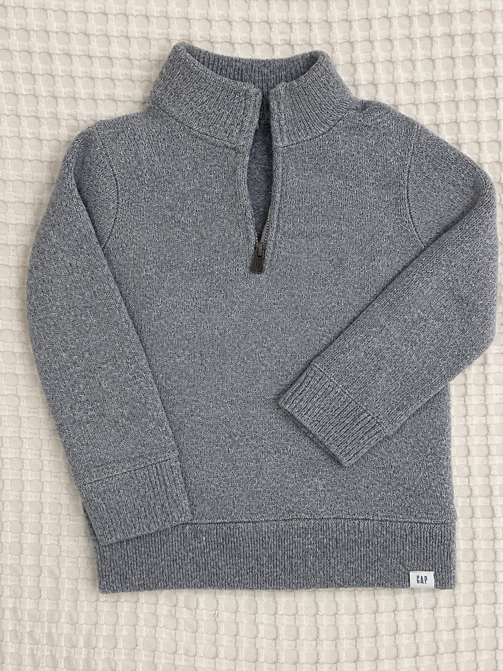 GAP Kids Gray Heather Quarter-Zip Sweater